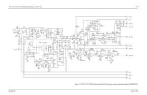 Page 73 VHF 136-174 MHz Circuit Board/Schematic Diagrams and Parts List7-236881096C38March, 2006
Figure 7-18. VHF 136-174 MHz Receiver Back End and Receiver Audio Schematic Diagram (K305E502-01)
Q408
2SC4215YR415
150K
C430 0.01
1
89
16
Q506
TA31136FN
R526
0C525
27p
C526
39p
R527
10K
C530
0.1
R532
1.5M
C531220p
C532220p
R535 2.2kR534330kC533
56p
C508
470p
R506
3.3K
1
2
345
F501
BL FYM455D
R541
22K
R542
22K
1
2
345
F502
AL FYM455G
R530
22K
R531
22K
C501
100p
C502
NUC503
0.01
R501
0
CD501
IFD0455C24E3
C505
100p...