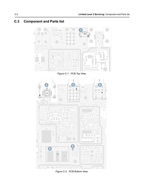 Page 106C-2Limited Level 3 Servicing: Component and Parts list
C.3 Component and Parts list
Figure C-1.  PCB Top View
Figure C-2.  PCB Bottom View
SW40445
2 4
3
1
S4030
35
7 2 4
6
12
3
14 13 10
S4010
E0800
M0800 32 2
34
4
F4020
M4020
3
2
234
56 