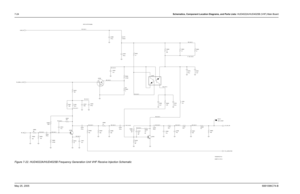 Page 284
7-24Schematics, Component Location Diagrams, and Parts Lists: HUD4022A/HUD4025B (VHF) Main BoardMay 25, 2005 6881096C74-BFigure 7-22. HUD4022A/HUD4025B Frequency Generation Unit VHF Receive Injection Schematic
NP
NP NP NP
APCO VHF RX Buffer
NPNP 73D02970C73-O
SHEET 21 OF 23
B(,1),A(,0)
B(,1),A(,1) B(,1),A(,1)
B(,1),A(,0)
0
LO_INJ_HS
0
TO_CAPACITOR
LINE_B+
B(,1),A(,1)
RF_IN B(,1),A(,1)
B(,1),A(,1)
B(,1),A(,1)
B(,1),A(,1)
B(,1),A(,1) B(,1),A(,1)
470.p
C3930
100n
100.
R3872
C3910
Q3762
B(,1),A(,1)...