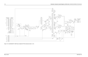 Page 292
7-32Schematics, Component Location Diagrams, and Parts Lists: HUD4022A/HUD4025B (VHF) Main BoardMay 25, 2005 6881096C74-BFigure 7-30. HUD4025B RF 100W Power Amplifier (RF PA) Schematic (Sheet 1 of 2)
TP3520A+
C3502
470pF
C3501 C3506
C3500 R3500
L3500
150nH L3501 6.8nH 470pF
.01uF 470pF
180
U3500
30C65
1
16
14 11
8
9
10 15RFIN4
5
12 13
17
6
7
2
3
VCNTRL
VD1G2 RFOUT1
RF OUT2 VG1
VG2
NC1GND1
GND2
GND3
GND4 EPNC2
NC3
NC4TP3500
IF3506 IF3507
IF3540
IF3514 IF3515
IF3516 IF3517
IF3518 IF3519
IF3520 IF3521...