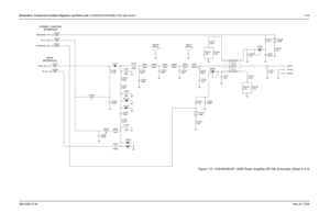 Page 293
Schematics, Component Location Diagrams, and Parts Lists: HUD4022A/HUD4025B (VHF) Main Board 7-336881096C74-B May 25, 2005
Figure 7-31. HUD4025B RF 100W Power Amplifier (RF PA) Schematic (Sheet 2 of 2)
*D3705*
RFPA
INTERFACE
VREVERSE_ON
K9.1V_ON
VFORWARD_ON
RFPA_OUT RX_IN IF3704IF3703
IF3702
IF3701 IF3700
POWER_CONTROL
INTERFACE
C3732
13pF
C3734 C3733
470pF
L3725 L3727 L3726
L3722
L3721 L3723L3731
24nH
D3701 D3731
R3700 R3737
1.5K
R3739
100K
R3738
10K
R3734
220
R3733
180
33 1
1 *M3721*
SHIELD
*M3700*...