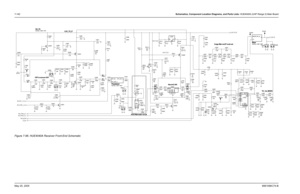 Page 402
7-142Schematics, Component Location Diagrams, and Parts Lists: HUE4040A (UHF Range 2) Main BoardMay 25, 2005 6881096C74-BFigure 7-96. HUE4040A Receiver Front-End Schematic
Second LNA
RX_FE 
Ref Des = 5280 - 5379
AGC/Attenuator circuit Image filter and IF suck-out
Mixer 
Ref Des = 5380 - 5399
HPF to remove VHF
Preselector 
Ref Des = 5250 - 5279
C5351
.033uF
D5304
NU
1000pF C5364
D5280
C5341
2.7pF TP5303
220pF .033uF
C5335
.033uF C5324
C5360 C5328
Q5258
220pF
18pF
R5303
C5296
4.7K
C5317
C5315
4.7uF
1K...