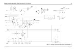 Page 413
Schematics, Component Location Diagrams, and Parts Lists: HUE4040A (UHF Range 2) Main Board 7-1536881096C74-B May 25, 2005
Figure 7-107. HUE4040A Secure Control-Head Connector Schematic (Sheet 1 of 2)
Programming Cable Interface
AUDIORX_FILT_AUDIO
BOOT_RX
GND
SPKR- PTT*
IGNITION
EMERGENCY
NOT USED MIC_HI
SPKR+ AUX_RXSW_B+
AUX_MI C
BOOT_TX / KEYFAIL*
VCC5 A+
AUX_TX
OPTB+_BOOTSEL_VPP
C0427 J0401-1
100pF 1K
R0404
100pF 10K
C0428 TP0414
R0425
2
VPOS
TP0401
U0401 COM
5
3
GND
IN
1
NC
4
NO
6 TP0413
10K
R0409...