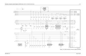 Page 441
Schematics, Component Location Diagrams, and Parts Lists: HUF4017A (700-800 MHz) Main Board 7-1816881096C74-B May 25, 2005
Figure 7-124. Rear Accessory Connector (J0402) Schematic
VIP_OUT_2_12V
UARTB_RTS-BUSY
USB+EMERGENCY
SPKR+
USB_PWR
RX_FILT_AUDIO SW_B+
CHAN_ACT
UARTA_TXD
SPKR-
ONE_WIRE MONITOR PTT*
CTS_DCE (DB9-Pin 7) RTS_DCE (DB9-Pin 8)
UARTB_RXD-BUS-
UARTA_RXD UARTB_TXD-BUS+
J0402
UARTB_CTS-RESET
UARTA_RTS
AUX_MIC TX_DCE (DB9-Pin 2)
RX_DCE (DB9-Pin 3)
UARTA_CTS
VIP_OUT_1_12V
26 PIN CONN
IGNITION...