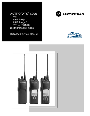 Page 1
ASTRO
®   
XTS
™
 5000
 
     VHF
     UHF Range 1
     UHF Range 2
     700 — 800 MHz
Digital Portable Radios
Detailed Service Manual
  