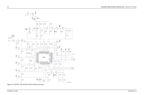 Page 1818-6Schematics, Board Overlays, and Parts Lists: Transceiver (RF) BoardsNovember 16, 20066881094C31-EFigure 8-4. NUF3577 700–800 MHz Receiver Back End Circuit
C529
0.1uF 330 R508.01uF C558
V3D C551
3pF TP501
C512
3300pF
C525
.01uF15pF
C554
V5A
R513
10K BFQ67WQ502
C515
.01uF
C519 .01uF
.01uF C530
E504 E502 E501
0.1uF C537
V3D
100pF C534
R501
V3DQ501
MMBTA13 100K
R505
100K7.5K
V3D
R511 C524
100pF10K
V3D
R504
V3D
390 R514
C541
0.1uF V3D
0.1uFC550
C543
.01uF
V3D
E519
BK1005HM471 C560TP502
L550
27pF
L503...