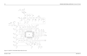 Page 1958-20Schematics, Board Overlays, and Parts Lists: Transceiver (RF) BoardsNovember 16, 20066881094C31-EFigure 8-13. NUF3577J 700–800 MHz Receiver Back End Circuit
C530E504
.01uFC559
68pF0.1uF
C535
V3DC524
100pFR504
10K
390 R514
0.33uF 47 R509
C570 R511
100K7.5K R505 C555
20pF
0.1uF C536 E508C533
100pF
C539 V3D.01uF
.01uF 180 R502
C517 R506C554
10K15pF
C520 0.1uF 1000pF
C516
C522
.01uF
C525
.01uF1V5A
R513
10K
1
V3D TP501
TEST_POINTTP502
TEST_POINT
27pF C560
C529
0.1uF C542330 R508
V5A
3.9pFE501
E502
E505...