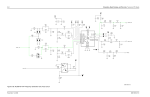 Page 2158-40Schematics, Board Overlays, and Parts Lists: Transceiver (RF) BoardsNovember 16, 20066881094C31-EFigure 8-28. NLD8910H VHF Frequency Generation Unit (VCO) Circuit
1uH L302C320 3.3pF
330pF C313
C305
30 0.1uF
330pF R301
C309
C317
1.8pF 12pFVSF
180nHL311 12pF
C302
C318 C301
27nH330pF
L308R313
220
D3031uH L312 R304
10K
270KVSF VSFVSF
R309 L304
1uH D301
R318
51
C306
1.8pF
330pFC333 VSF R303
33
R308
1K C304
15pFL306
11.87nH
C321
1.8pF VSF C314
330pF
330 R306330pF C315
VSF
R307R305
10K
270R314
470R315
15
33...