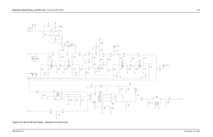 Page 240Schematics, Board Overlays, and Parts Lists: Transceiver (RF) Boards8-656881094C31-ENovember 16, 2006Figure 8-42. NLE4278D UHF Range 1 Receiver Front End Circuit
3
2
1
OUT4
T471
XFMRNC5 4
6
1 D N
G 2
3
2 D N
G
5
3 D N G
4 D N G 6
IN 1 C479
24B01 FL490 3pF C434
4.7uF
D451
1SV305
C490
4.7pF 1K R434
C472 C436
33pF
100pF
7
NC3 4
RFN
5
RFP C411
4.7pF
D D V B1 1 1
D
N G
3 1
1 D
N G
8
IFN
9
IFP
10
LOIN3
NC1
6
NC2MX2072A U470
BBP12
2
BDIV
620nHL491 R430
C476
2pF180 C400
0.1uF
C455
2.2pF C414
15pF 22pF...