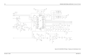 Page 2438-68Schematics, Board Overlays, and Parts Lists: Transceiver (RF) BoardsNovember 16, 20066881094C31-E
Figure 8-45. NLE4278D UHF Range 1 Frequency Unit (Synthesizer) Circuit
R204
R201
33K 56K
Vdd3
C233
0.1uF R220
27K9 9 2 P T 1
C222
4700pF 2000pFC219
C227
0.1uF R210
390 R209
10K
R213
10K VSF
10K R215
100pF
Place close to P1-7
NC
C213
C288 R202
1000pFC218
.047uF
2K 0.1uFC205
L208
2.2uH NC Vdd3
TP243
1
120pF NC
C2300.1uF L203
2.2uH
IN 2
6
OSOUT5 7
SHDN
4
D D V
C201
MAX7414 FL200 CLK 8
1
COM
D N G 3
C232...