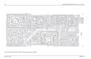 Page 2638-88Schematics, Board Overlays, and Parts Lists: Transceiver (RF) BoardsNovember 16, 20066881094C31-EFigure 8-60. NLE4273F UHF Range 2 Transceiver (RF) Board Layout (Side 2) Schematic
DG
C1
C2
C9
C10
C11 C12
C16
C18
C19
C20 C21 C22
C23
C24
C120
C146 C201C202
C203
C204
C205
C206
C207
C208
C210C211 C217C218
C219
C220 C222
C229
C230
C231
C232C307
C308
C309
C313
C316C317
C318
C326
C327
C329
C336C340C341
C401
C402
C403 C405C408
C409 C410C411C412C416 C417
C418
C419
C421
C425
C429
C433
C435C436
C437
C438...