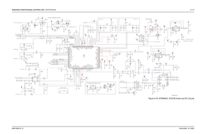 Page 290Schematics, Board Overlays, and Parts Lists: VOCON Boards8-1156881094C31-ENovember 16, 2006
Figure 8-76. NTN9564C VOCON Audio and DC Circuits
POWER SWITCH
GROUND CONNECTVSW2: 1.875 V
PATRIOT GPIOVSW1: 3.8 V
PATRIOT
BATTERY INTERFACE CIRCUITRY
V2: 3 V
(13 MHz)SAP
10K R510
SW_B+ R520
1% 2KR574
100K Q504
1 32VCC5
FILT_B+ GCAP_B+
C526
0.1uF
7.5KC508
.01uF
R540
1
23 UNSW_B+
0.1uFD509 R522
47K
C557D502 1
2 C539
0.1uF
LI_CELL
C521
C537100pFVCC5
100pFR504
20K10uF C510
0 R53847uHL502
0.1uF
C535
R56747K
NC15
NC2...