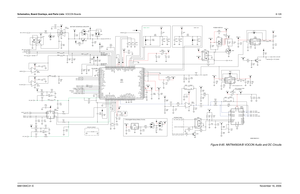 Page 304Schematics, Board Overlays, and Parts Lists: VOCON Boards8-1296881094C31-ENovember 16, 2006
Figure 8-85. NNTN4563A/B VOCON Audio and DC Circuits
63B81096C53-O
VSW1: 3.8 V
GROUND CONNECT
POWER SWITCH
PATRIOT GPIO
(13 MHz)
PATRIOT
V2: 3 V SAPBATTERY INTERFACE CIRCUITRY
VSW2: 1.875 V
FILT_B+
V22 1
4V2
VSW1R581
0
Q502
3 5
R527
1K R511
0 delete,.
C531
10uF BLM11A601SB502
R584
10K
FILT_B+ R585
10K
R561C523
10uF
100pF1K
C54823
1
R548
20K 5.6V VR5015
VDD
3 VSS
V2
V2
R556
20K U510
TC7S66F
4 CNTL 12
R501
0...