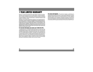 Page 18% 
& !!&( )
Motorola, Inc.  warrants the  enclosed  product against  defects in material  and workman-
ship under normal use and service for one (1) year provided it is returned in accordance
with this warranty. If defective, the product will be repaired or replaced at Motorola’s
option, at no charge, with dated proof of purchase. This warranty does not cover defects
or damage resulting from: misuse, improper operation, unauthorized modification, liquid,
batteries, or normal wear and...