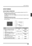 Page 35SETUP MENUS
31
English
SETUP MENUS
SETUP MENU OPERATION
Use the setup menus to configure the various operational settings of the LED TV.
Displaying the setup menu screen
Press  on the remote control or MENU on the control panel to display the setup 
menu screen.
Navigating the setup menu screen
Use the buttons on the remote control or on the control panel to navigate through 
the menu screens.
ActionRemote ControlControl Panel
Displays or closes the menu bar.MENU
• Select and display a primary 
menu.
•...