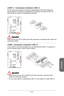 Page 113
Français
Fr-21

JUSB1~2 : Connecteurs d’extension USB 2.0
Ce connecteur est destiné à connecter les périphériques USB haute vitesse tels que les disques durs USB, les appareils photo numériques, les lecteurs MP3, les imprimantes, les modems et les appareils similaires.
10.NC8.Ground6.USB1+4.USB1-2.VCC
1.VCC
3.USB0-
5.USB0+
7.Ground
9.No Pin
 Important
Notez que les pins VCC et GND doivent être branchées correctement afin d’éviter tout dommage possible.  
JUSB3 : Connecteurs d’extension USB 3.0
Le port...