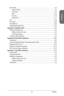 Page 13xiii
SETTINGS .....................................................................................................\
...... 3-8
System Status ................................................................................................ 3-8
Advanced  ....................................................................................................... 3-9
Boot ............................................................................................................. 3-15
Security...