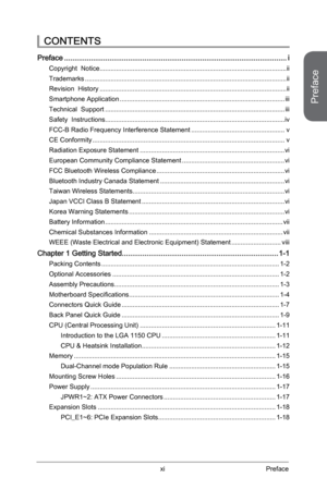 Page 11
Preface
xiPreface

CONTENTS
Preface ............................................................................................................i
Copyright  Notice ......................................................................................................ii
Trademarks ..............................................................................................................ii
Revision  History...