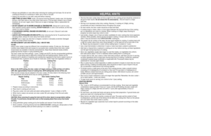 Page 45
¥ The lid of the slow cooker does not form a tight fit on the cooking pot but should be centered on 
the pot for best results.Do not remove the lid unnecessarilyÐ this will result in a major 
heat loss.
¥ Stirring is not necessary when slow cooking. However, if cooking on 2 (High), stirring 
occasionally will help to distribute flavors throughout the recipe.
¥ For best results, the slow cooker should be at least half-filled.
¥ If cooking soups or stews, allow a 2-inch space between the food and the top...