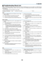 Page 143130
❾ Troubleshooting Check List
Before	contacting	your	dealer	or	service	personnel,	check	the	following	list	to	be	sure	repairs	are	needed	also	by	
referring	to	the	“Troubleshooting”	section	in	your	user’s	manual.	This	checklist	below	will	help	us	solve	your	problem	
more	efficiently.
*	 Print	this	page	and	the	next	page	for	your	check.
Frequency of occurrence □ always □	sometimes	(How	often?_____________________)	□	other	(__________________)
Power
□	No power (POWER indicator does not light blue)� See...