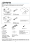 Page 121
Projector
[M403W/M363W/M323W/M403X/M363X/M323X/M283X/M403H/M323H]Power cord
(US: 7N080236/7N080242)
(EU: 7N080022/7N080028)Soft case (24BS8391)
The M353WS/M303WS/M333XS do 
not come with a soft case.
[M353WS/M303WS/M333XS]
Power cord
(US: 7N080240/7N080243)
(EU: 7N080027/7N080029)
Computer cable (VGA)(7N520089) Remote control
(7N901052)Batteries (AAA × 2)
For North America only
Limited warranty
For customers in Europe: 
You will find our current valid Guarantee 
Policy on our Web Site:...