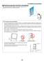 Page 155140
❼ Portrait projection (vertical orientation)
If	you	install	the	projector	vertically	you	can	project	screens	from	your	
computer	and	other	sources	in	portrait	orientation.
	Precautions	during	installation
•	 Do	not	simply	set	the	projector	ver tically	on	the	floor	or	on	a	table .	The	projector	may	fall	ov er,	resulting	in	injury ,	
damage	or	malfunction.	Also	the	intake	vent	may	become	blocked	causing	the	unit’s	internal	temperature	to	
rise	resulting	in	malfunction	and	risk	of	fire.
•	 For	portrait...