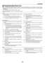 Page 196181
❾ Troubleshooting Check List
Before	contacting	your	dealer	or	service	personnel,	check	the	following	list	to	be	sure	repairs	are	needed	also	by	
referring	to	the	“Troubleshooting”	section	in	your	user’s	manual.	This	checklist	below	will	help	us	solve	your	problem	
more	efficiently.
*	 Print	this	page	and	the	next	page	for	your	check.
Frequency of occurrence □ always □	sometimes	(How	often?_____________________)	□ other (__________________)
Power
□	 No power (POWER indicator does not light blue). See...