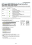 Page 4631
❽ Changing LIGHT MODE/Checking Energy-Saving Effect 
Using LIGHT MODE [LIGHT MODE]
When	either	[ECO1]	or	[ECO2]	in	[LIGHT	MODE]	is	selected,	motion	noise	of	the	projector	is	cut	down	by	lowering	
brightness	of	its	light	source.	By	saving	energy	consumption,	the	CO2	emission	from	this	projector	can	be	reduced.
LIGHT	MODEIcon	at	the	bottom	
of	the	menuDescription
NORMAL
100%	brightness
The	screen	will	be	brightly	lit.
ECO1Brightness	will	be	at	about	80%.
The	cooling	fan	will	also	slow	down	accordingly....