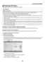 Page 6548
❾ Projecting 3D videos
This	projector	supports	DLP-Link	glasses	and	3D	emitter.
 CAUTION
Health precautions
Before	use,	please	make	sure	to	read	any	health	precautions	that	may	be	stated	in	the	operating	manuals	enclosed	
with	the	3D	eyewear	and	3D	video	software	(Blu-ray	player,	games,	computer	animation	files,	etc.).
Please	take	note	of	the	following	in	order	to	avoid	adverse	health	effects.
•	 Please	do	not	use	the	3D	eyewear	for	purposes	other	than	to	watch	3D	videos.
•	 Please	keep	a	distance	of...