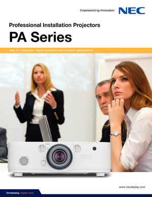 Page 1Professional Installation Projectors
PA Series 
Ideal for corporate, higher education and museum applications
www.necdisplay.com 