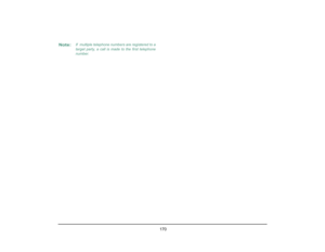 Page 178
 170 
Note:
If  multiple telephone numbers are registered to a
target party, a call is made to the first telephone
number.  