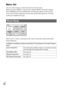 Page 30GB
30Menu list
You can select and use various functions from the menu.
When you press MENU, 6 menu items; [Shoot Mode], [Camera], [Image 
Size], [Brightness/Color], [Playback], and [Setup], appear on the screen.
You can set various functions in each item. Items that cannot be set in the 
context are displayed in gray.
Allows you to select a shooting mode, such as exposure mode, panoramic, 
Scene Selection.
Shoot Mode
Intelligent Auto/Manual Exposure/Shutter Priority/Aperture Priority/Program 
Auto
Scene...