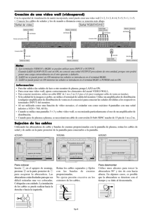 Page 151Sp-6
VIDEO(IN/OUT)
(IN/OUT)AUDIO 1DVD1 / HD1R
1
3 2
(MONO)LY Cb/Pb Cr/Pr
RGB2 / DVD2 / HD2RGB 1VD HD
DV I  (
Digital  RGB)R
LAUDIO 2
(MONO)
R
LAUDIO 3
(MONO)R/Cr/Pr G /Y B /C b /P bRGB 3IN OUTREMOTEEXTERNAL CONTROL
Señal RGB/
Señal DVD/HD
ENTRADA
Conector BNC
SALIDA
Señal RGBl/
Señal DVD/HDMando a distancia
ENTRADA
SALIDA
Mando a distancia
VIDEO(IN/OUT)
(IN/OUT)AUDIO 1DVD1 / HD1R
1
3 2
(MONO)LYCb/PbCr/Pr
RGB2 / DVD2 / HD2RGB 1VD HD
DV I  (
Digital  RGB)R
LAUDIO 2
(MONO)
R
LAUDIO 3
(MONO)R/Cr/Pr G/Y...