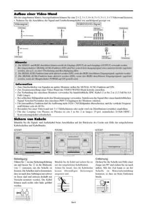 Page 54Ge-6
VIDEO(IN/OUT)
(IN/OUT)AUDIO 1DVD1 / HD1R
1
3 2
(MONO)LY Cb/Pb Cr/Pr
RGB2 / DVD2 / HD2RGB 1VD HD
DV I  (
Digital  RGB)R
LAUDIO 2
(MONO)
R
LAUDIO 3
(MONO)R/Cr/Pr G /Y B /C b/P bRGB 3IN OUTREMOTEEXTERNAL CONTROL
IN
OUTIN
OUT
RGB-Signal/
DVD-/HD-Signal RGB-Signal/
DVD-/HD-Signal
BNC-AnschlussFernbedienungFernbedienung
VIDEO(IN/OUT)
(IN/OUT)AUDIO 1DVD1 / HD1R
1
3 2
(MONO)LY Cb/Pb Cr/Pr
RGB2 / DVD2 / HD2RGB 1VD HD
DV I  (
Digital  RGB)R
LAUDIO 2
(MONO)
R
LAUDIO 3
(MONO)R/Cr/Pr G /Y B/ Cb/ PbRGB 3IN...