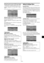 Page 30En-29
Setting the picture size for RGB input signals
Use this procedure to switch the setting to “ON” or “OFF”.
* This function is available only for 50 and 60 inch types.
Example: Setting the “PICTURE SIZE” mode to
“OFF”
On “PICTURE SIZE” of “OPTION2” menu, select “OFF”.
SEL. ADJ. RETURNEXIT
OPTION 2 2 / 4
      PREVIOUS PAGE
PWR. MGT.
CINEMA MODE
LONG LIFE
GRAY LEVEL
S1/S2
PICTURE SIZE
DVI SET UP
PROTOCOL SET 
      NEXT PAGE
:   OFF 
:   ON 
:   3
:   OFF
:   OFF
:   OFF
Setting the signal and black...