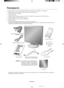 Page 40Ελληνικά-2
Καλώδι Ηλεκτρικύ Ρεύµατς
δηγίες ρήσης αρσενικ mini D-SUB 15 ακίδων σε
αρσενικ mini D-SUB 15 ακίδωνDVI-D σε DVI-DΚάλυµµα καλωδίων
CD ROM Καλώδι USB (µν για την θνη
LCD2070NX)
Περιεµενα
Η συσκευασία* της νέας σας θνης NEC MultiSync LCD πρέπει να περιλαµ=άνει τα ακλυθα:
•θνη MultiSync LCD µε =άση ρύθµισης κλίσης/περιστρCής/ύψυς.
•Καλώδι Ηλεκτρικύ Ρεύµατς.
•Κάλυµµα καλωδίων.
•Καλώδι Σήµατς Εικνας (αρσενικ mini D-SUB 15 ακίδων σε αρσενικ mini D-SUB 15 ακίδων).
•Καλώδι...