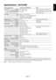 Page 13English
English-11
Specifications - AS191WM
Monitor Specifications AccuSync AS191WM Monitor Notes
LCD Module Diagonal: 48.1 cm/19.0 inches Active matrix; thin film transistor (TFT)
Viewable Image Size: 48.1 cm/19.0 inches liquid crystal display (LCD); 0.284 mm dot
Native Resolution (Pixel Count): 1440 x 900 pitch; 250 cd/m
2 white luminance, 1000:1
contrast ratio, typical.
Input Signal Video: ANALOG 0.7 Vp-p/75 Ohms
Sync:Separate sync.TTL Level (Positive/Negative)
Horizontal sync. Positive/Negative...