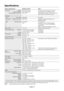 Page 16
English-14
Specifications
Monitor Specifications MultiSync E231W Notes
LCD Module Diagonal: 58.42 cm/23.0 inches Active matrix; thin film transistor (TFT) liquidViewable Image Size: 58.42 cm/23.0 inches crystal display (LCD); 0.265 mm dot pitch;
Native Resolution (Pixel Count): 1920 x 1080 250 cd/m
2 white luminance; 1000:1 contrast ratio,
typical (25000:1 Contrast ratio, Dynamic).
Input Signal
DVI: DVI-D 24pin: Digital RGB DVI (HDCP)
DisplayPort: DisplayPort Connector: Digital RGB DisplayPort Complies...