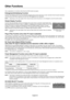 Page 36English-34 Here, explanations on functions other than the OSD function are given.
Enlargement/Antialiasing Function
Function that displays pictures by automatically enlarging input screens that have a lower resolution than the panel resolution.
Smooth pictures with little roughness and text with little jaggedness are displayed.
NOTE:Depending on the input signal, there may be cases where the picture is not enlarged to cover the entire screen.
Simple Display Function
Function that automatically reduces...