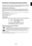 Page 41
English-39
EnglishNEC DISPLAY SOLUTIONS is strongly committed to environmental protection and sees re\
cycling as one of the company’s
top priorities in trying to minimize the burden placed on the environmen\
t. We are engaged in developing environmentally-
friendly products, and always strive to help define and comply with the \
latest independent standards from agencies such as
ISO (International Organisation for Standardization) and TCO (Swedish Trades Union).
Disposing of your old NEC product
The...