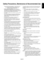 Page 5English-3
EnglishFOR OPTIMUM PERFORMANCE, PLEASE NOTE THE
FOLLOWING WHEN SETTING UP AND USING
THE MULTI-FUNCTION MONITOR:
•DO NOT OPEN THE MONITOR. There are no user
serviceable parts inside and opening or removing covers
may expose you to dangerous shock hazards or other risks.
Refer all servicing to qualified service personnel.
•Do not spill any liquids into the cabinet or use your monitor
near water.
•Do not insert objects of any kind into the cabinet slots, as
they may touch dangerous voltage points,...