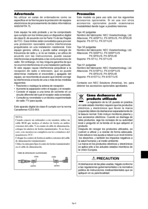 Page 98Sp-3
NOTA:
Cuando conecte un ordenador a este monitor, utilice un
cable RGB que incluya el núcleo de ferrita en ambos
extremos del cable. Y en cuanto al cable de alimentación,
coloque los núcleos de ferrita suministrados. Si no hace
esto, este monitor no cumplirá con los estándares del
mandatorio FCC.
Coloque los centros de ferrita en ambos extremos del cable
de alimentación (suministrado).
Utilice la cinta para fijar el centro de ferrita (suministrado)
en el cable de alimentación.
Cable de alimentación...