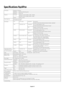 Page 34English-31
Speciﬁ cations P42XP10
PDP Module Diagonal: 42 "/1058 mm
Pixel Pitch 0.900 mm (W)/0.676 mm (H)
Resolution 1024 x 768
Frequency Horizontal ANALOG: 15.625/15.734kHz, 31.0kHz - 108.5kHz
DIGITAL: 15.625/15.734kHz, 31.0kHz - 91.1kHz
Vertical 24Hz to 120.4Hz
Panel Display Size 922 mm (W) x 519 mm (H)
36.3 in (W) x 20.4 in (H)
Input Signals DVI DVI-D 24pin Digital RGB DVI (HDCP)
VGA60, SVGA60, XGA60, WXGA60, SXGA60, UXGA60*, 1920X1080*
VGA 15pin Mini D-sub Analog RGB 0.7V p-p, Input Impedance 75...