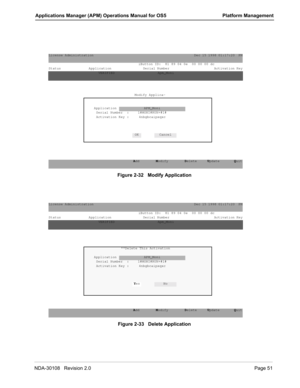 Page 65


	 !1
 !


 !
#

	  
 
6#
(&)(


*
 
6#
(&))


- 
 
License Administration                                                     Dec 15 1998 01:17:20  PM
                                         Add        Modify        Delete     Update       Quit                               iButton ID:  81 89 04 0e  00 00 00 dc
Status               Application                 Serial Number...