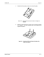 Page 273InfoSet 408Issue 1A
System Manual4 - 21 4. Unscrew the three screws on the unit to remove the plate.
5. Replace the plate and place the screws in the two positions indicated
in the diagram.  (The one remaining screw can be placed at the
original third position.)         
Figure 4-30 Removing the Screws from the Base of a Single Line 
Telephone
Figure 4-31 Replacing the Plate and Screws in the Base of the 
Single Line Telephone 