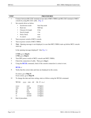 Page 146Page 2 o f 4   NECA 340 -41 4-2 10 Revisi on  2.0
INP-012   MCU 5000A Mult ipoint Con trol Unit
STEP   PROCEDURES 