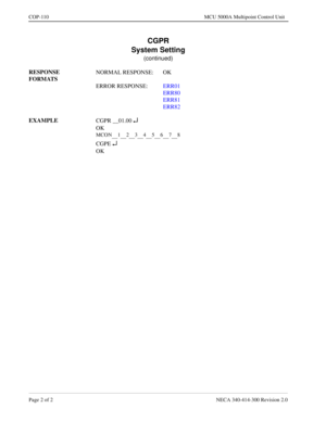 Page 424Page 2 o f 2   NECA 340 -41 4-3 00 Revisi on  2.0
CO P-1 10   MCU 5000A Mult ipoint Con trol Unit
C G PR
12345678 