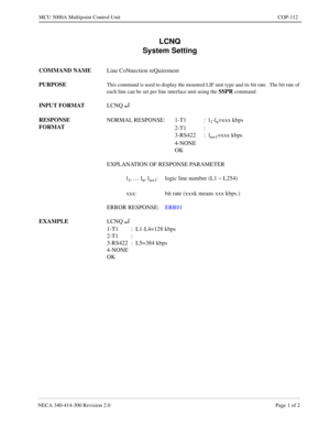 Page 427NECA 340-4 14- 30 0  Revisio n 2.0   Page 1 o f 2
MCU  5000A Multipoint Control  U nit   COP-112
LCNQ 