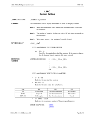 Page 433NECA 340-4 14- 30 0  Revisio n 2.0   Page 1 o f 2
MCU  5000A Multipoint Control  U nit   COP-115
LERQ
n] ¿
EI2=xE I3 = x
EI2=xE I3 = x 