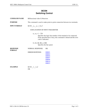 Page 437NECA 340-4 14- 30 0  Revisio n 2.0   Page 1 o f 2
MCU  5000A Multipoint Control  U nit   COP-131
BC ON
nn
34 ¿ 